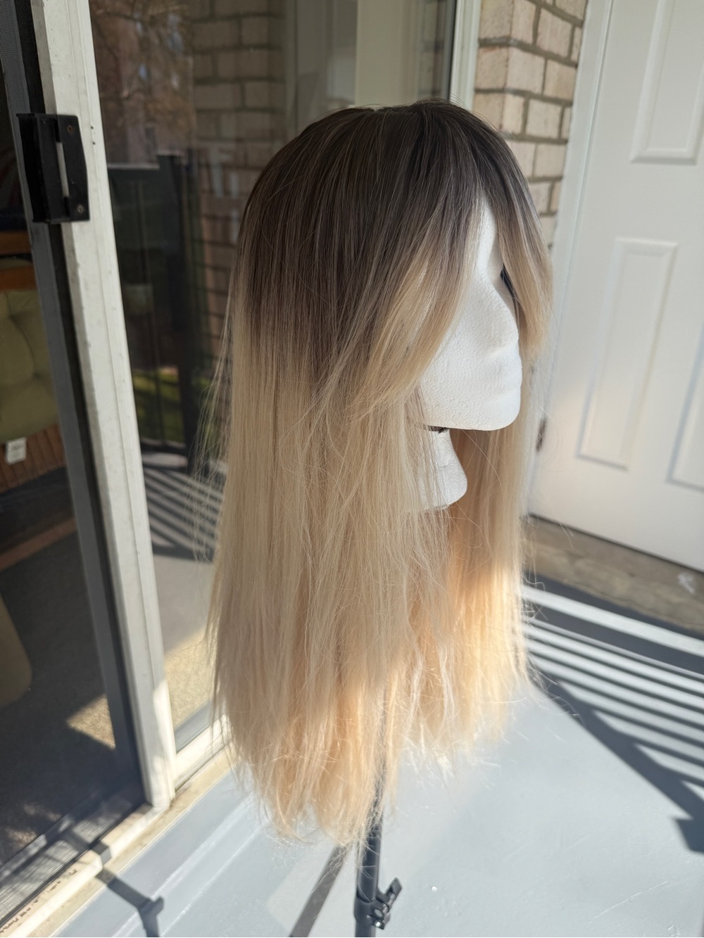 26 inch Ombre Wig in Blonde with Dark Roots
